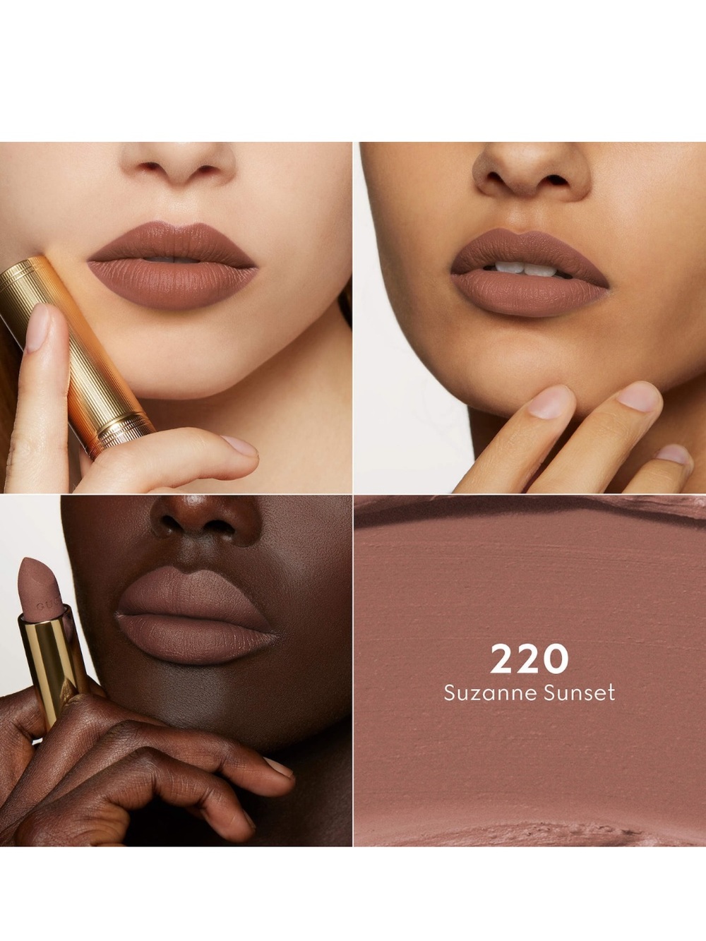 Gucci Velvet Matte Lipstick #220 Suzanne Sunset (Warm Muted Terracotta Brown)